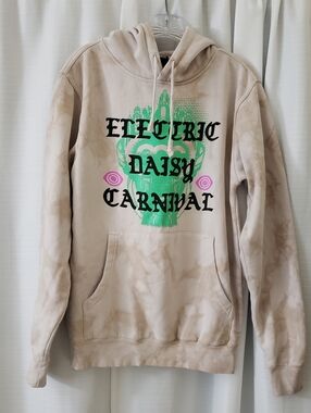 Unisex Small Insomniac EDC Vegas 2025 Tan Tie Dye Hoodie Sweatshirt